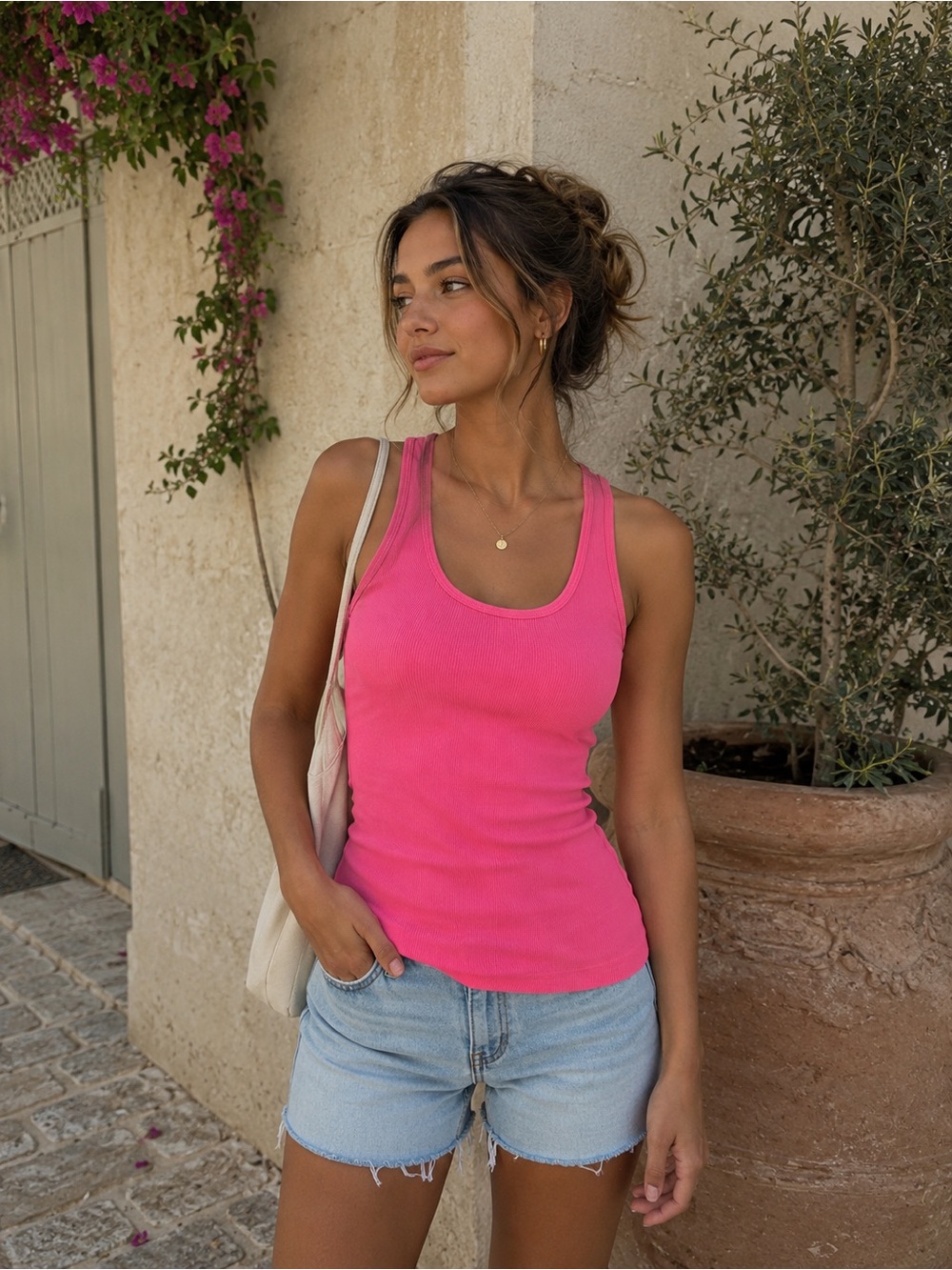Tna OG Classic Ribbed Tank Top - Hot Pink